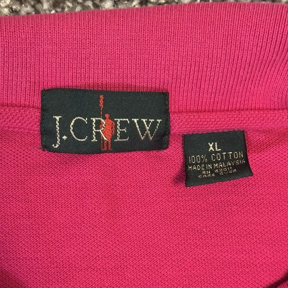 J.CREW Oarsman Polo Shirt Men‎ XL Pink/Red Short Sleeve Preppy Casual